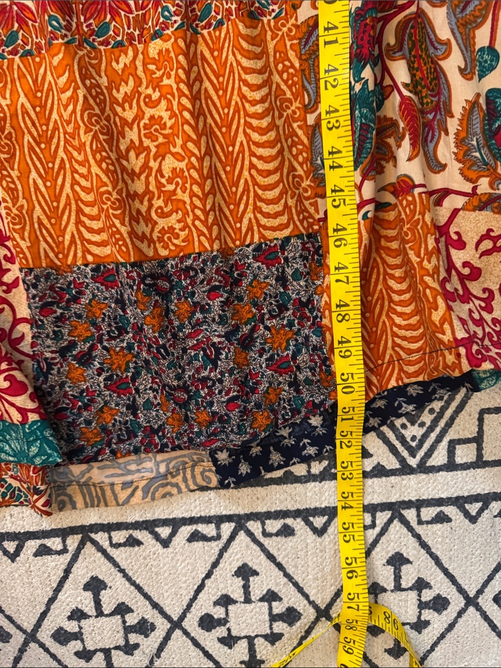 Jasmine Multicolor Patchwork Maxi Dress - Navy, Orange, Green, Cream, Red - Picture 8 of 10